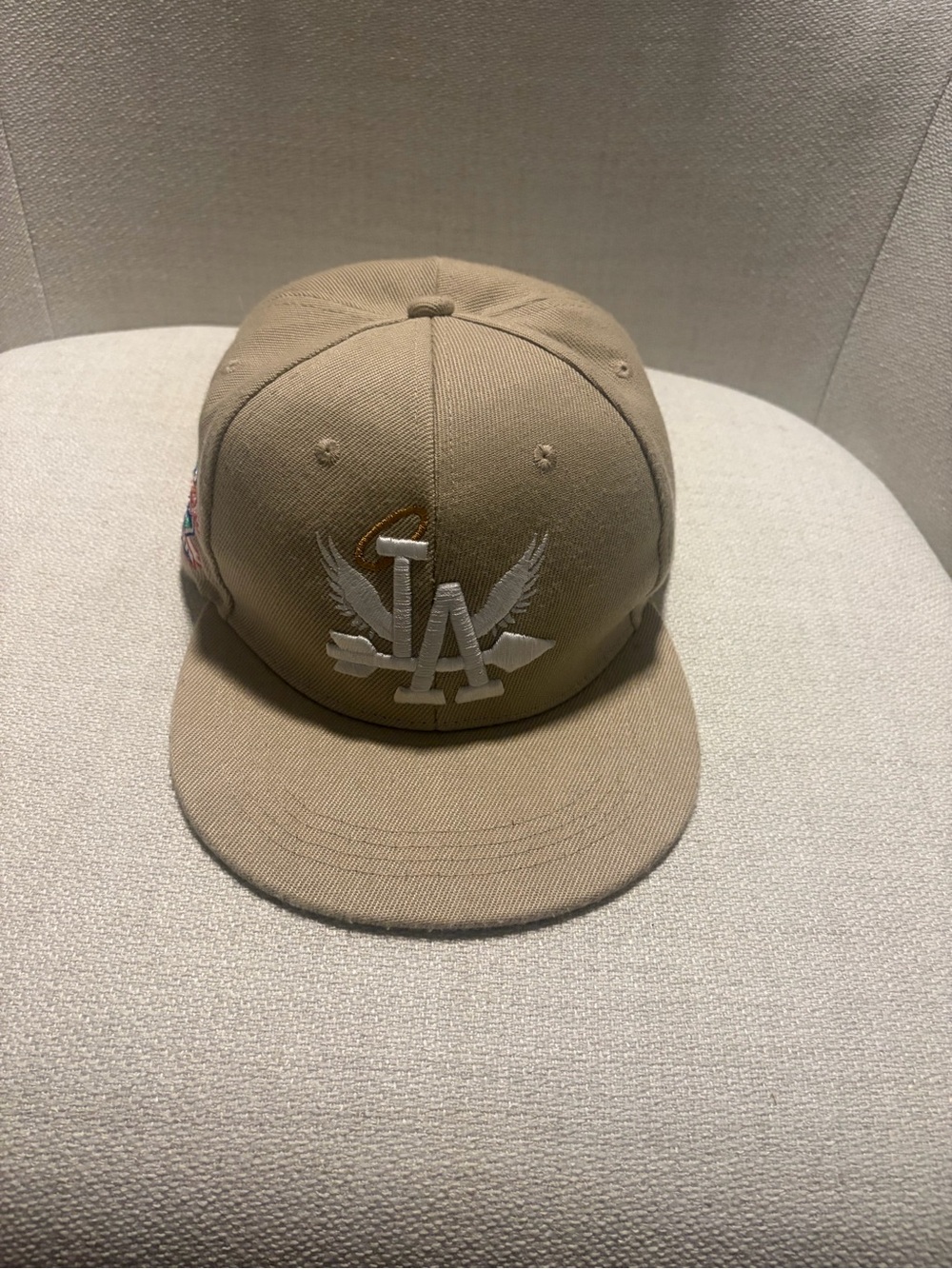 Beige Embroidered LA Logo Baseball Cap - Men Accessories